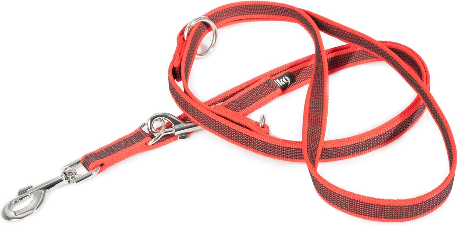Picture of Julius-K9 IDC Color & Gray verstellbare Leine mit Doppelkarabiener, 20 mm x 2,2 m mit Schlaufe, Rot-Grau